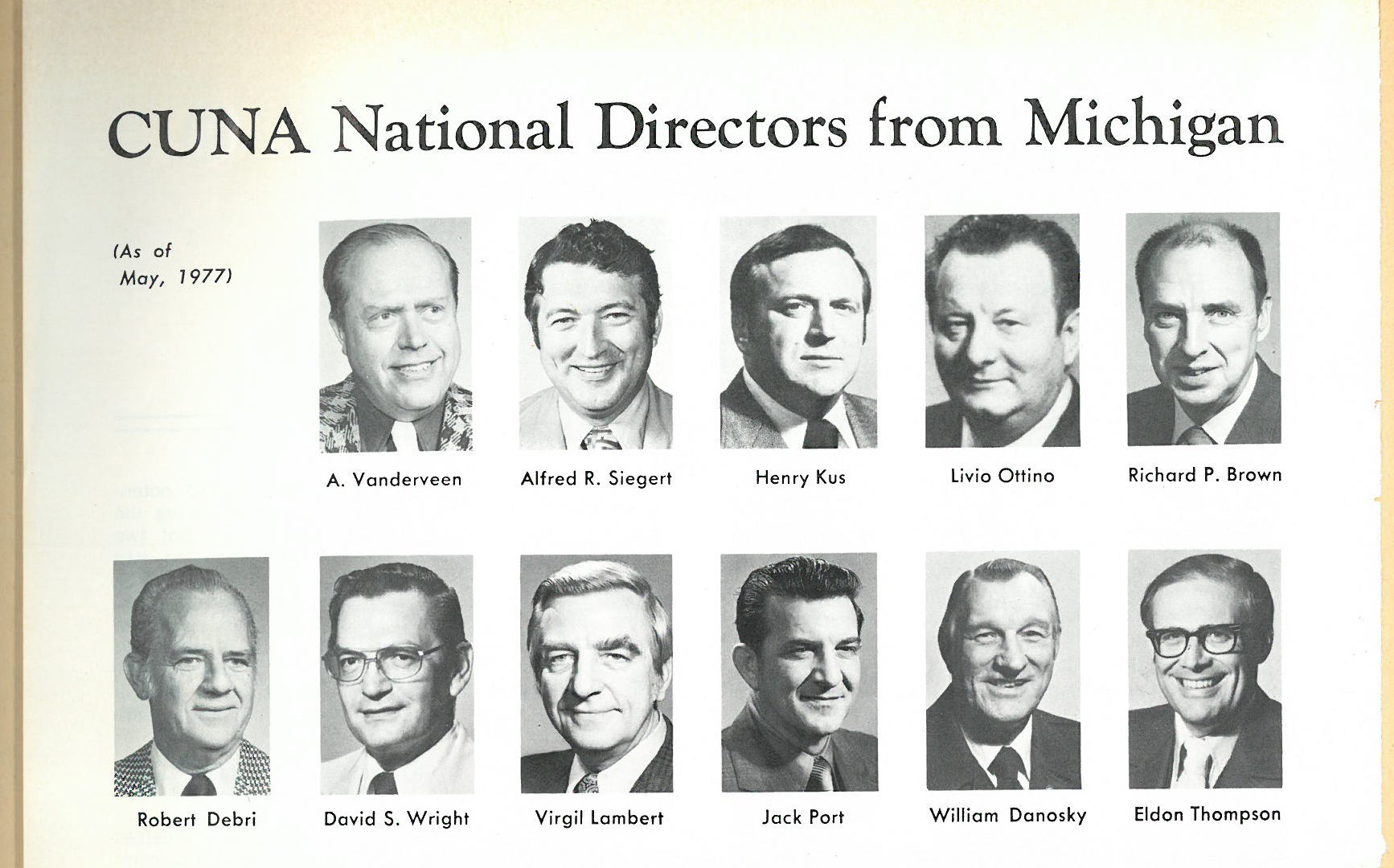 CUNA National Directors from Michigan.