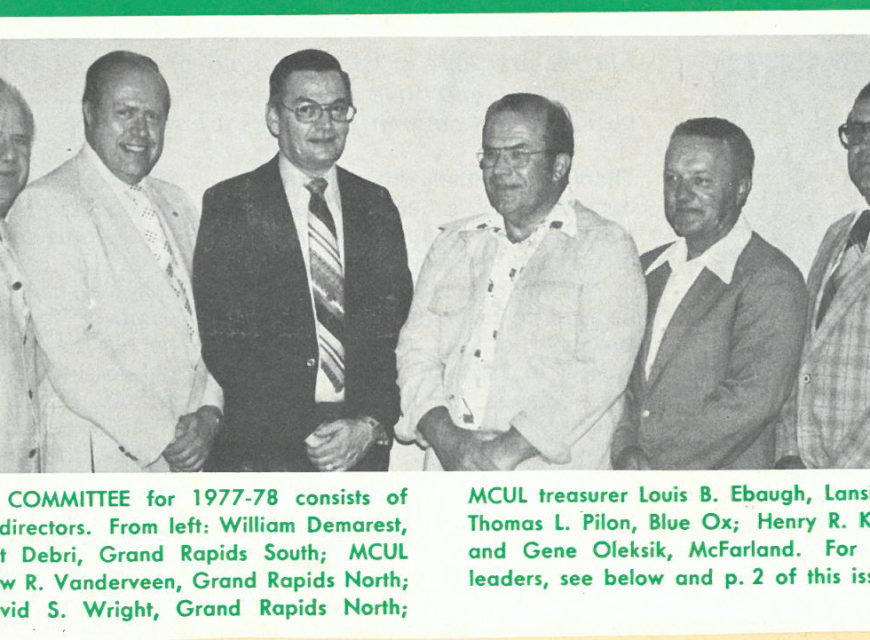 Michigan Credit Union League's Executive Committee 1977-78 (second from left, Robert J. Debri).