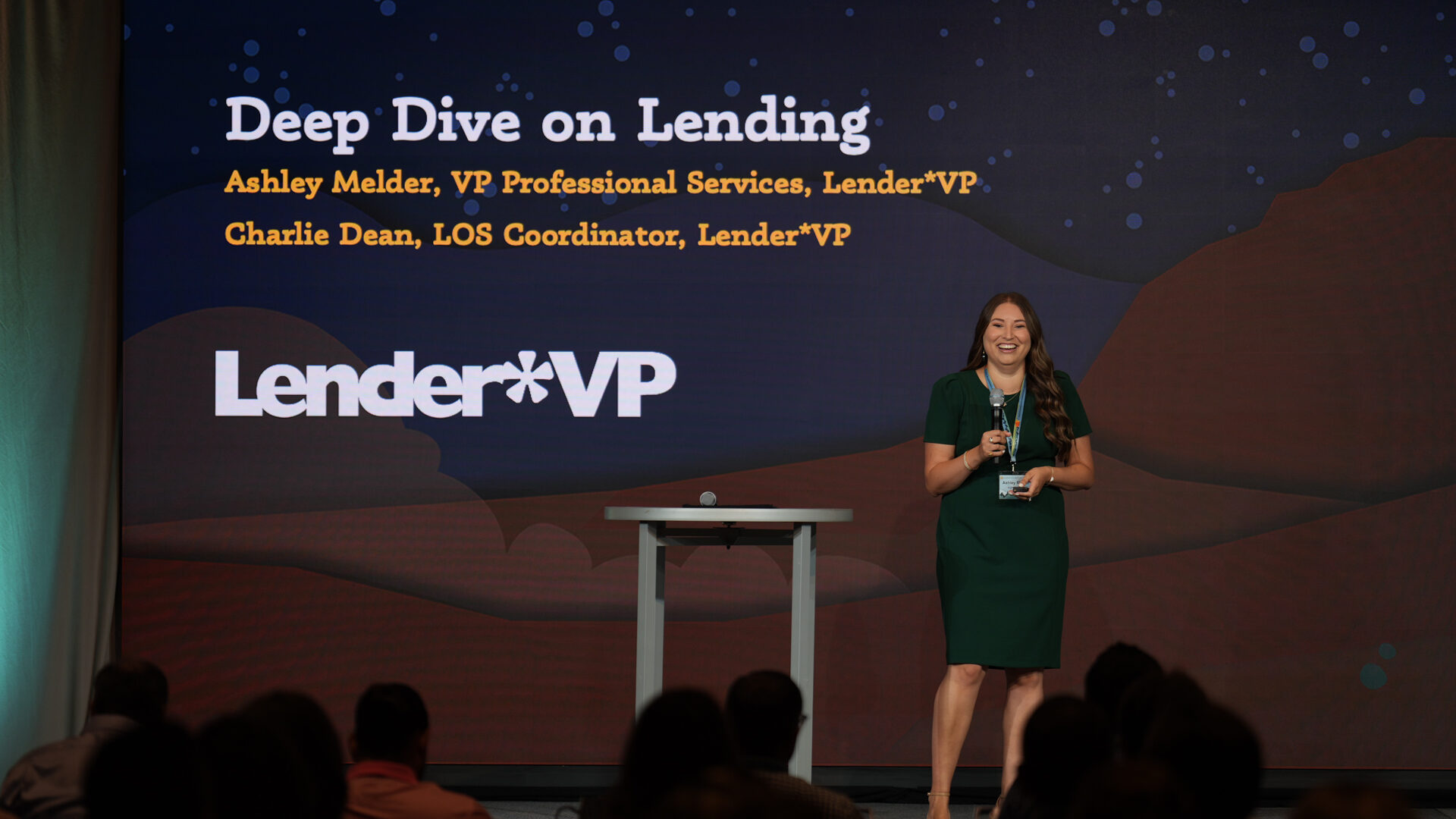 VP Ashley Melder comes on stage to discuss developments in lending.