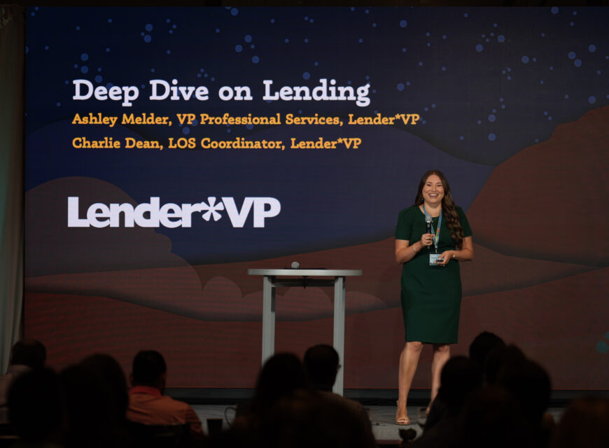 VP Ashley Melder comes on stage to discuss developments in lending.